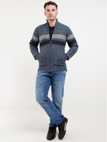Cardigan Tricot Elétron Masculino Azul