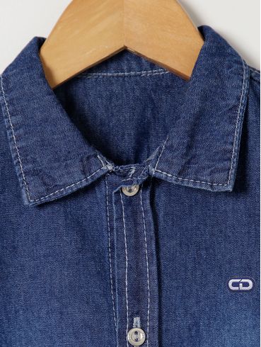 Camisa Jeans Infantil Para Menino - Azul