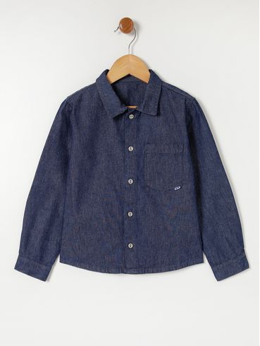 Camisa Jeans Infantil Para Menino - Azul