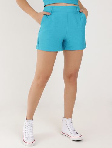 Short de Tecido Feminino Azul