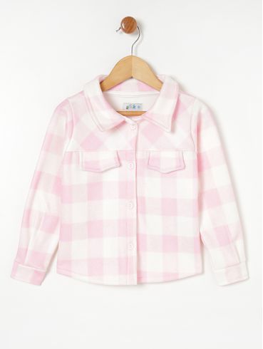 Camisa Manga Longa Xadrez Flik Infantil Para Menin Rosa