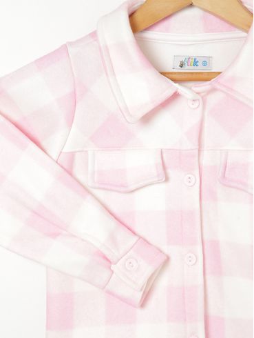 Camisa Manga Longa Xadrez Flik Infantil Para Menin Rosa