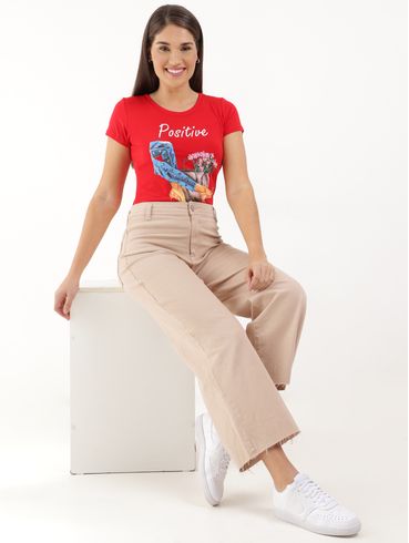 Blusa Manga Curta Feminina Vermelho