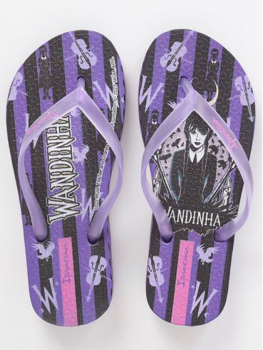 Chinelo Ipanema Wandinha Juvenil Para Menina - Roxo/Preto/Lilás