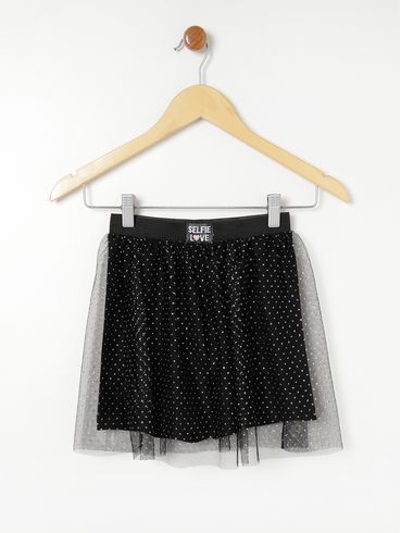 Saia Short Juvenil Para Menina - Preto