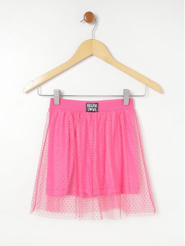 Saia Short Juvenil Para Menina - Rosa Pink