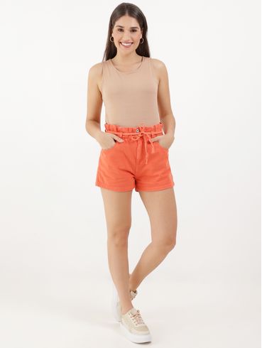 Short Sarja Clochard Feminino Laranja