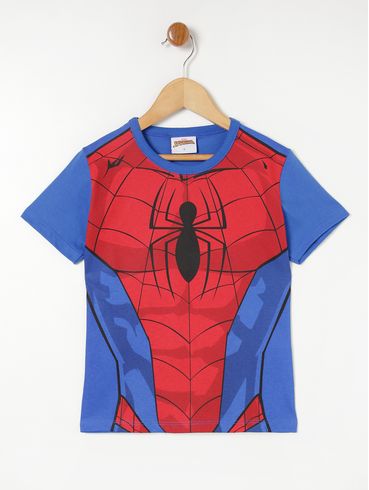 Camiseta Manga Curta Homem Aranha Infantil Para Me Azul/Vermelho