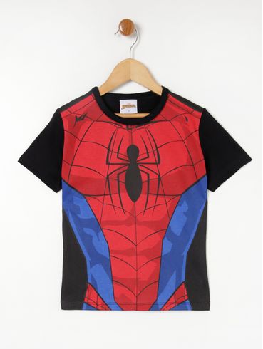 Camiseta Manga Curta Homem Aranha Infantil Para Me Preto/Vermelho