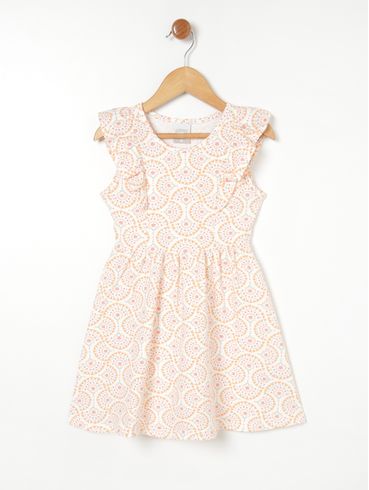 Vestido Estampado Infantil Para Menina - Off white