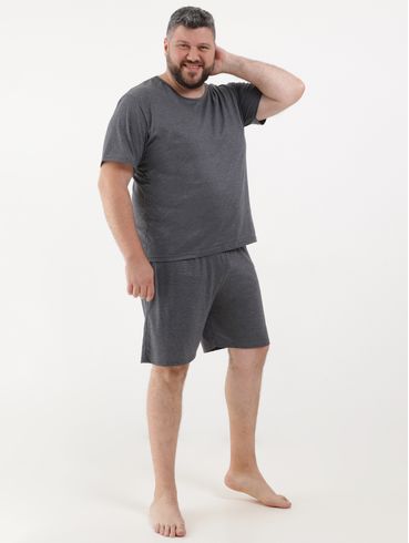 Pijama Curto Plus Size Masculino Chumbo