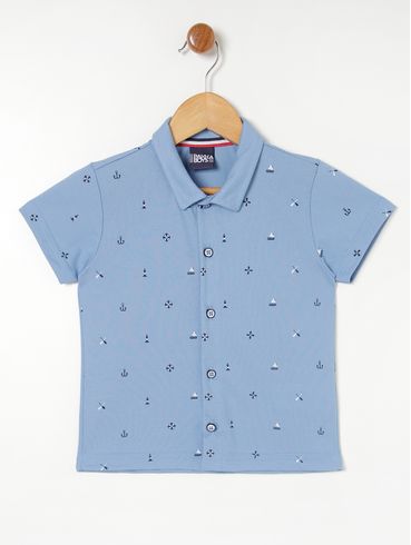 Camisa Manga Curta Infantil- Azul