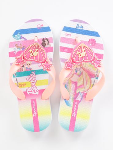 Chinelo Ipanema Barbie Juvenil Para Menina - Branco/Rosa