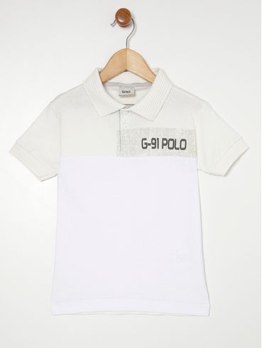 Polo Manga Curta Infantil Para Menino - Off white