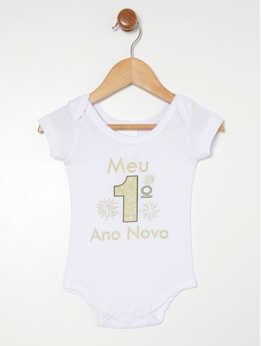 Body Manga Curta Infantil Para Bebê- Branco