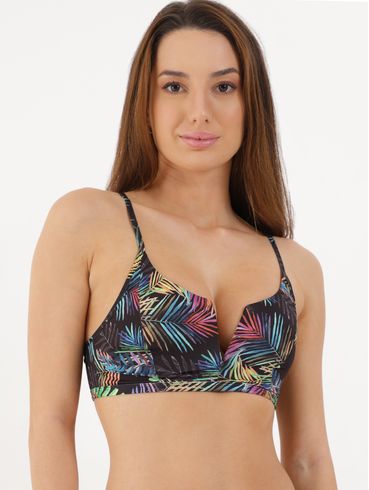 Biquíni Top Tropical Com Bojo Removível Feminino Preto