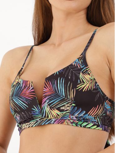 Biquíni Top Tropical Com Bojo Removível Feminino Preto