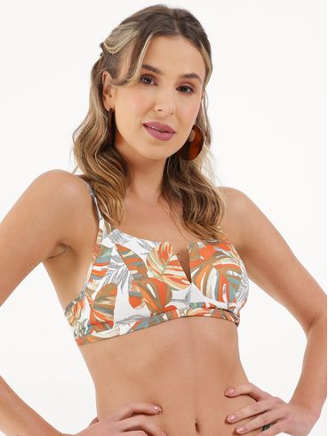 Biquíni Top Tropical Com Bojo Removível Feminino Branco
