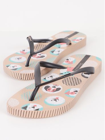 Chinelo Ipanema Love Pets Feminino BEGE/PRETO