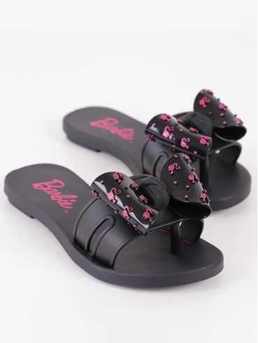 Rasteira Grendene Barbie Juvenil Para Menina - PRETO/ROSA