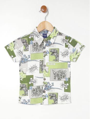 Camisa Estampada Infantil Para Menino VERDE