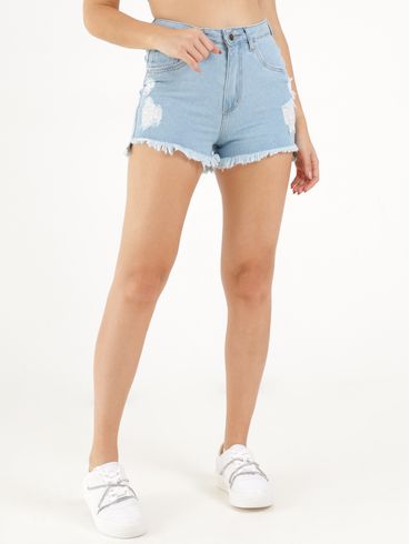 Short Jeans Destroyed Autentique Feminino AZUL