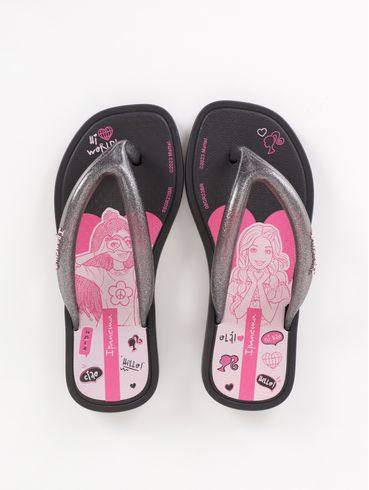 Chinelo Ipanema Infantil Barbie Puffer Day Para M PRETO