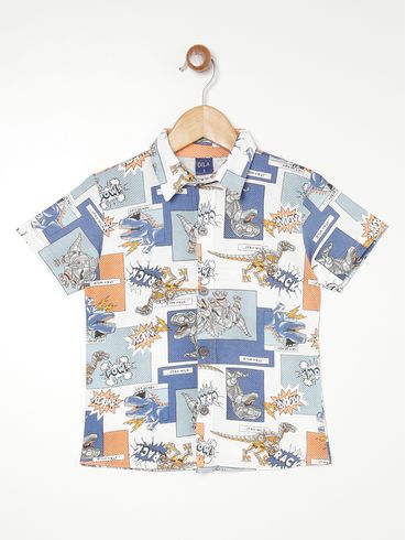 Camisa Estampada Infantil Para Menino AZUL