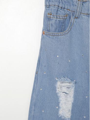 Calça Mom Jeans Juvenil Para Menina - AZUL