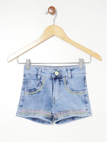 Short Jeans Juvenil Para Menina - AZUL