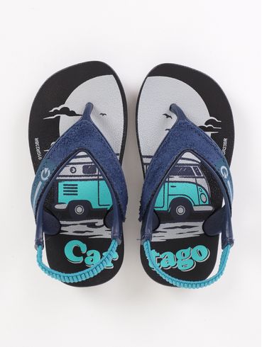 Chinelo Cartago Infantil Para Bebê Menino PRETO/AZUL/CINZA