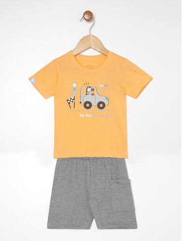 Conjunto Curto Infantil Para Bebê- LARANJA