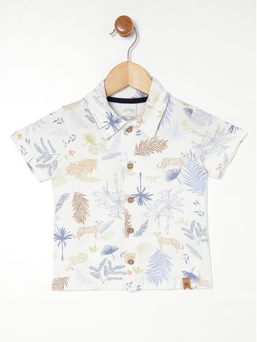 Camisa Manga Curta Infantil Para Menino - OFF WHITE