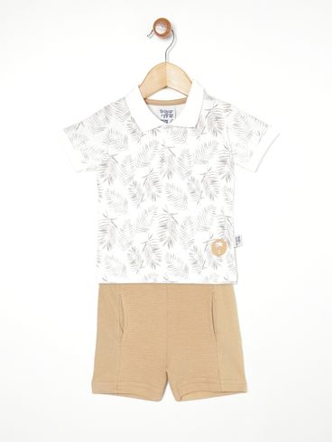 Conjunto Curto Infantil Para Bebê- NUDE/CREME