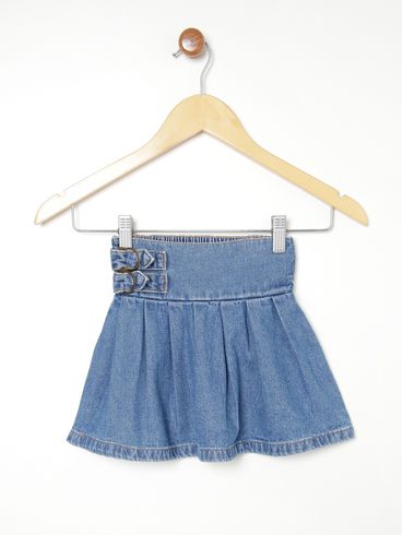 Saia Jeans Plissada Kid+ Infantil Para Menina - Azul