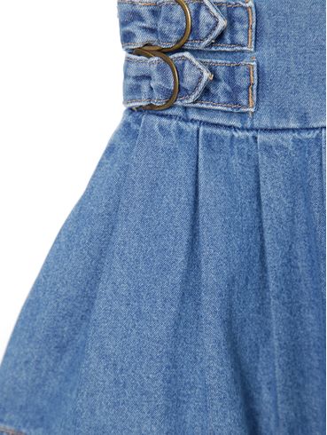 Saia Jeans Plissada Kid+ Infantil Para Menina - Azul