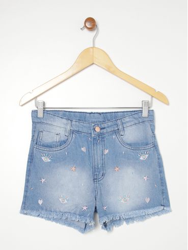 Short Jeans Juvenil Para Menina AZUL