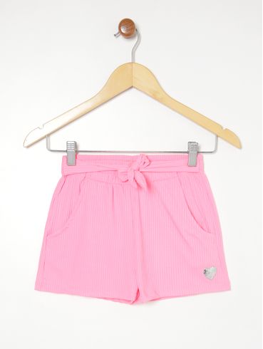 Short Clochard Canelado Juvenil Para Menina - PINK