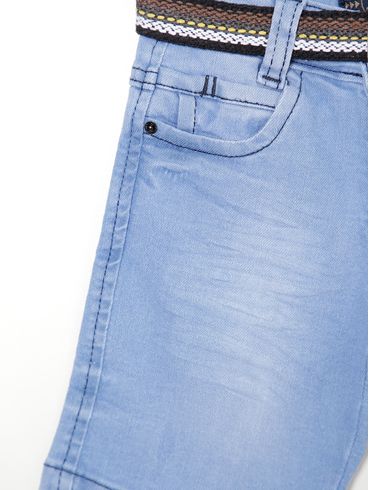 Bermuda Jeans com Cinto Infantil Para Menino - AZUL