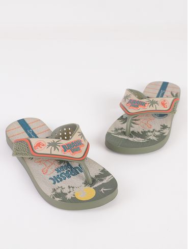 Chinelo Ipanema Jurassic Park Juvenil Para Menino- VERDE/BEGE/LARANJA