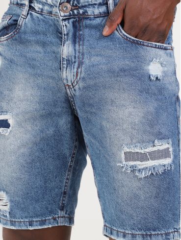 Bermuda Jeans Destroyed Masculina AZUL