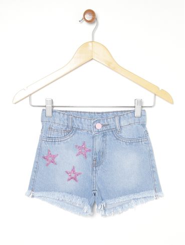 Short Jeans Infantil Para Menina - AZUL