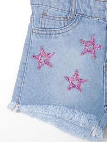 Short Jeans Infantil Para Menina - AZUL