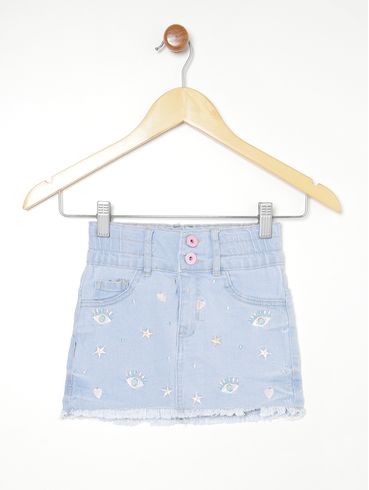 Saia Jeans Infantil Para Menina - AZUL