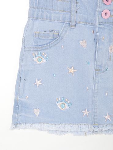 Saia Jeans Infantil Para Menina - AZUL