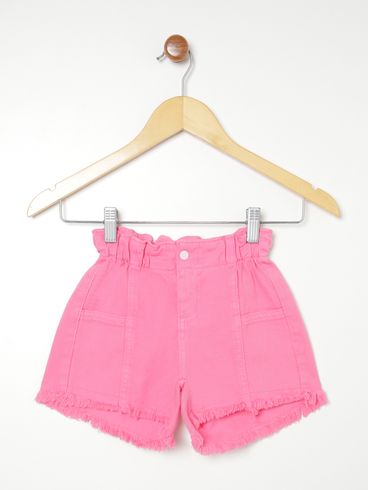 Short Sarja Clochard Infantil Para Menina - ROSA