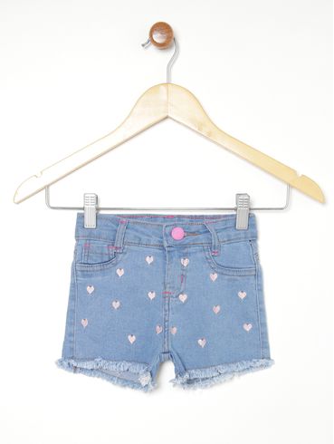 Short Jeans Infantil Para Menina - AZUL