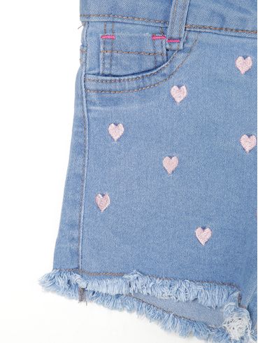 Short Jeans Infantil Para Menina - AZUL