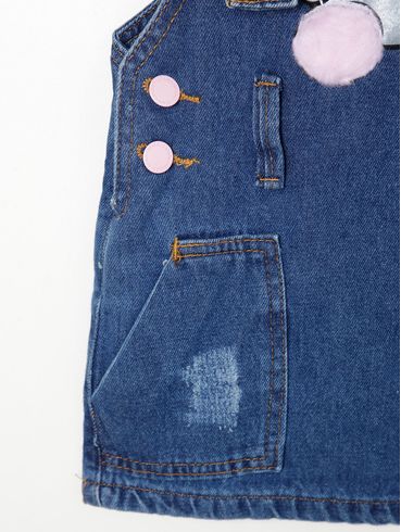 Macaquinho Jardineira Infantil Para Menina - AZUL