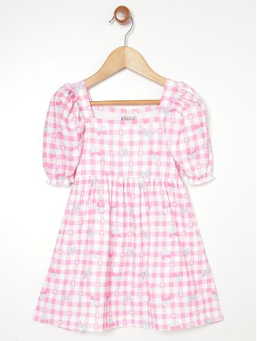 Vestido Estampado kid+ Infantil Para Menina - ROSA